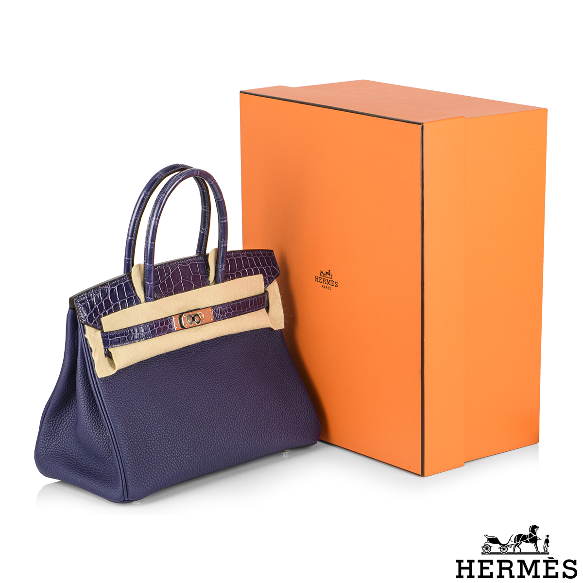 SACLÀB - The Hermès Birkin 30 HSS Togo Blue Encre / Gris Mouette